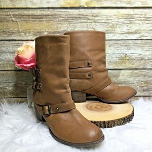 MIA Limited Edition Buckaroo Tan Brown Ankle Boots